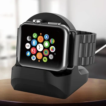 Силиконова база за зареждане Стойка за съхранение Неплъзгаща се преносима стойка за зарядно устройство за часовници Поддръжка Бързо зареждане за Apple Watch 1/2/3/4/5/6/SE