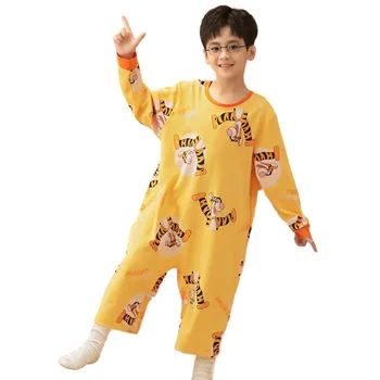 Disney Tigger Детска еднокомпонентна пижама Момчета Пролет Есен Тънък дълъг ръкав Чист памук Супер сладък Cutta Детски Домашно облекло