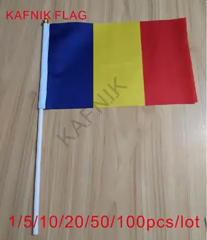 KAFNIK, 10/20/50/100pcs Румъния ръка флаг национална ръка флаг 14 * 21 см полиестер малък размер летящ банер