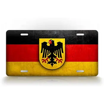 Страна Германия Официален регистрационен номер на флага с опция Crest COA Auto Tag-стена декорация метална стена знак