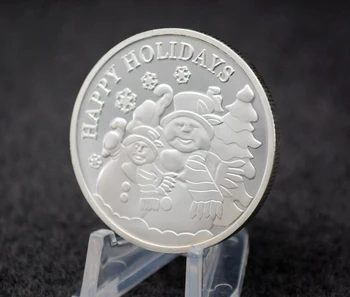 Весела Коледа Дядо Коледа посребрена монета Честита Нова Година Възпоменателно предизвикателство Монети Token Art