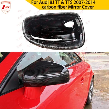 Z-ART Карбонови влакна Замяна на огледалото за обратно виждане за Audi TT 8J 2007-2014 Real Carbon Fiber Mirror Cover за Audi TT