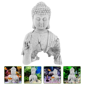Аквариум Буда главата статуя декорации пясъчник азиатски будистки скулптура риба резервоар скривалище орнамент