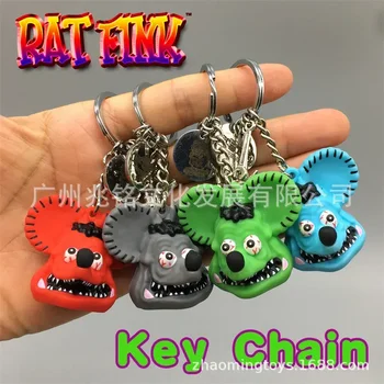 Rat Fink Funk Mouse Keychain Small Pendant Model Doll Decoration American Culture Cool Anime Action Figures Toy Ornament Gift