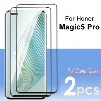 For Honor Magic5 Pro 5G извито стъкло 2Pcs пълно покритие закалено стъкло екран протектор филм Hono магия 5 Lite магия5Pro магия5Lite