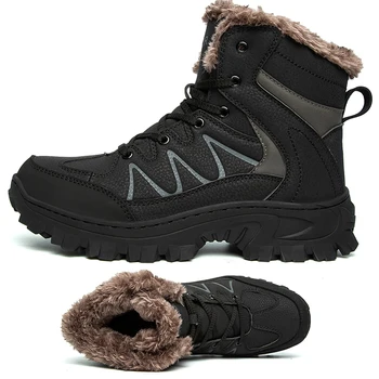 Водоустойчиви туристически обувки Мъжки зимни спортни обувки на открито Мъжки снежни ботуши Плюшени планински ботуши за сняг Обувки за джогинг на открито