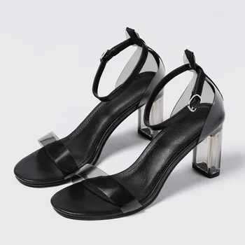 2023 Пролет лято Open Toe прозрачни ясни сандали за жени глезена каишка мода секси класически сандали обувки гореща продажба удобен