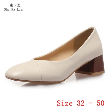 Low Med Heels 4.5 CM Дамски помпи Stiletto Woman Party Oxfords обувки малки плюс размер 32 - 50