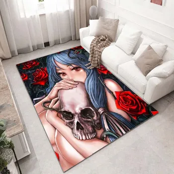 15 Размери Розов череп ужас серия килими килим за хол Начало декор диван маса килим против хлъзгане стол възглавница фоайе мат подарък