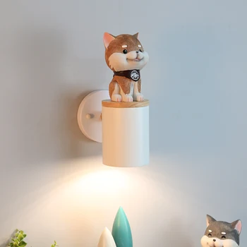 Творчески нови LED стенни лампи Деца Modern Dog Diesign Проучване Всекидневна Светло дърво пътека Bedsides стена Sconce осветително тяло
