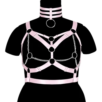 Harness За Жени Пънк Bdsm Робство Harajuku Метална верига яка аксесоари готически плюс размер секси бельо корсет тиранти