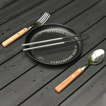 Тактическа чиния за вечеря Преносими плочи от неръждаема стомана Стифиращи се прибори за къмпинг Многофункционални за хранене на открито