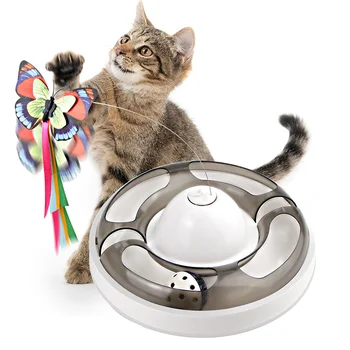 Котешки играчки Смешни играчки за упражнения Електрически въртящи се котенца играчки с пеперуда скучни интерактивни домашни любимци Интелигентна автоматична интерактивна играчка