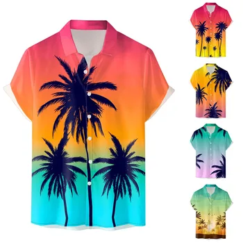 Нов дизайнер хавайски ризи за мъже мода къс ръкав лятна плажна риза случайни върхове Камиса Хаваяна Хомбре Дропшипинг