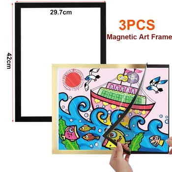 Магнитни детски художествени рамки Предна отворена променлива детска рамка за плакат Фото рисунка Картини Показване на домашен декор