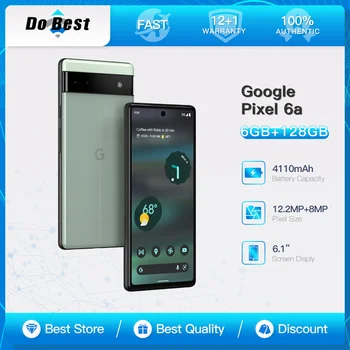 Оригинално отключване на Google Pixel 6A 5G мобилен телефон 6.1
