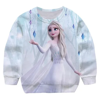 Детски замразени 2 пуловер Малко дете Бебе Момчета момичета дрехи Елза Дисни суитчър върховете момиче есен зима качулки палто облекло 2022