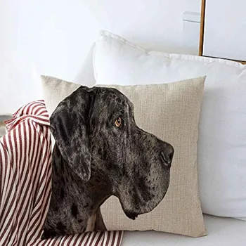 Калъфка за възглавница за бельо за диван сив контур Big Dane Dog Home Decoration Car Cushion 18x18 инча