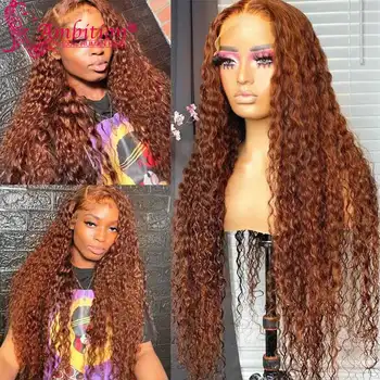 Human Hair Glueless Lace Front Wigs Ginger Brown Preplucked Lace Frontal Wig 13x6 Deep Parting Remy Hair Lace Wig with Baby Hair