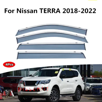За Nissan TERRA 2018-2022 Визьор за прозорци Подстригване на хромирани козирки Вятър дъждозащита покрив слънце дъжд сянка отдушник козирка спойлер крило