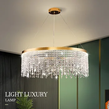 Модерен скандинавски дизайнер светлина луксозен пискюл ресторант лампи безплатна доставка полилеи хотел вила хол кристално дълги лампи