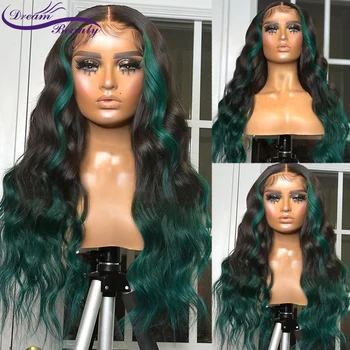 Маркирайте зелени цветни 13x4 дантелени предни перуки с бебешка коса перука перука за човешка коса Remy коса 4x4 затваряне перука за жени