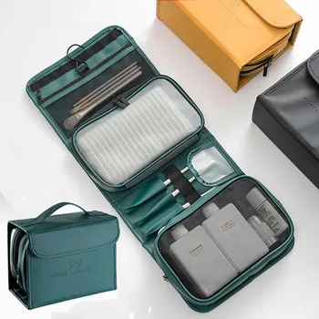 унисекс тоалетни принадлежности чанта преносим пътуване бизнес пътуване измиване козметична чанта сухо/мокро разделяне водоустойчив PU кожа голям капацитет