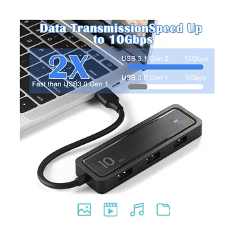 10Gbps Тип C към USB 3.2 адаптер Преносимо бързо предаване 6 в 1 Презентационен конвертор за презентации на главини за многократна употреба