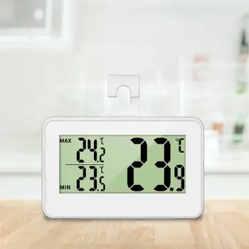 Цифров термометър Хладилник фризер Макс-Мин температурен дисплей с кука Водоустойчива вътрешна метеорологична станция за дома
