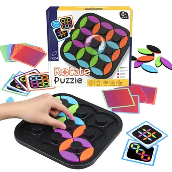 Детски въртящ се пъзел Танграм Игри на маса Съвпадение на цветовете Логическо мислене Главоблъсканици Настолна игра Образователни играчки за деца