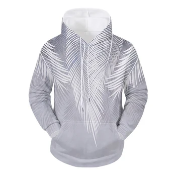 Печат на бели листа Моден стил 3D отпечатани качулки Унисекс пуловери Качулка Ежедневни суичъри