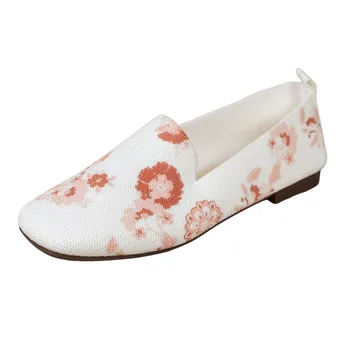 Дамска мода дишаща мрежеста материя цветен печат плоски дънни ежедневни обувки дамски ежедневни обувки в