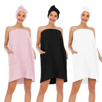 Халат кърпа за жени носене без презрамки абсорбция бързо сушене удебелени къпане рокля жени плътен цвят меки нощници