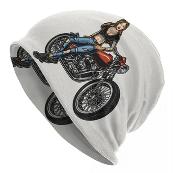 карикатура секси момиче реколта мотоциклет капак шапка плетене шапка мъже жени мода унисекс моторни вози зимата топли шапки капачка