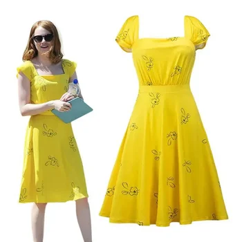 Не забравяйте филма La La Land Hi-Res жълта лятна рокля La La Land косплей костюм за жени парти рокли
