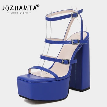 JOZHAMTA Размер 35-43 Дамски сандали Рим Летни обувки на високи токчета за жени 2023 Модна платформа Sandalias Елегантни парти помпи