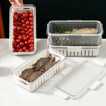 Контейнери за съхранение на храни за хладилник Ясни херметически затворени фризерни кутии с капаци зеленчукови плодове кухня съхранение организатор тава