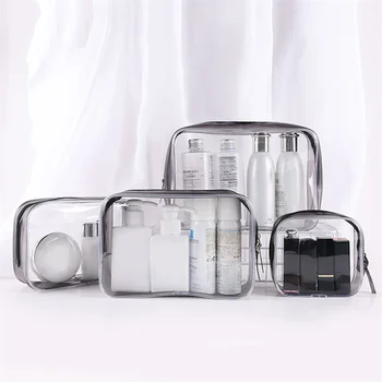 Прозрачни PVC чанти за съхранение Организатор на пътувания Ясна чанта за грим Козметична чанта за красота Калъф за тоалетни принадлежности Чанти за измиване