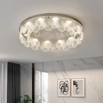 2023 Модерна стъклена LED плафониера за спалня хол проучване покрив Начало хром декорация мода полилей осветително тяло