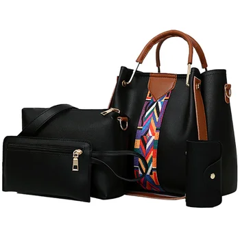 4pc/комплект мода чанта луксозен плътен цвят женски реколта дизайнер чанти карта четири части рамо чанта пратеник чанта портфейл