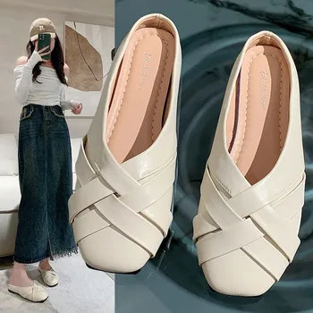 Апартаменти Мулета Дамски обувки 2023 Летни модни чехли Нова тенденция сандали Slingback Ежедневни уютни дами джапанки слайдове Сапатиляс