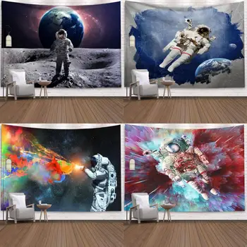 Space астронавт гоблен правоъгълна изкуство стена цифров печат гоблен 100% полиестер пътуване килим подложка плаж одеяло йога мат