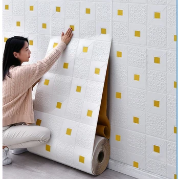 3D пяна плочки DIY стикери за стена самозалепващи се стенни плоскости декорация на дома хол спалня баня декорация на къща