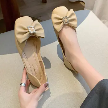 Груби единични обувки дамски пролет и лято 2023 нов еднопедал меко лице удобна тенденция грах дамски обувки