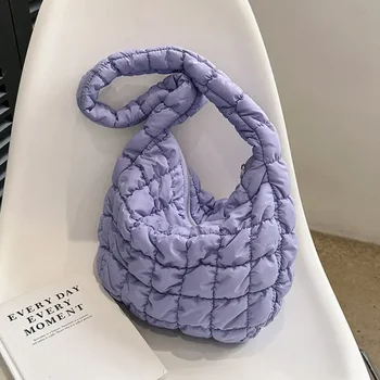 Дамски чанти за рамо Нагънат мехурчета чанти голям капацитет плътен цвят случайни чанта за подмишници мода елегантна чанта за пазаруване