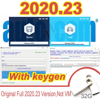 2022 Най-новите 2020.23 с безплатен Keygen отключен софтуер За delphis ds150 32GB USB vd autocoms pro obd Инструмент за диагностика на автомобилни камиони