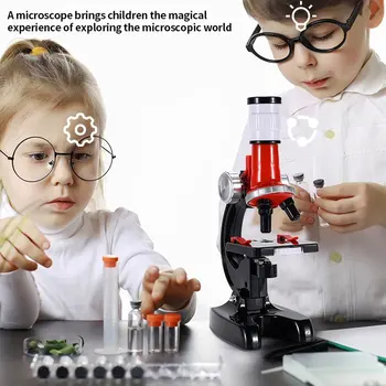 Детски микроскопски комплект научна лаборатория LED 100-1200X биологичен микроскоп Детско училище Начало Образователни играчки