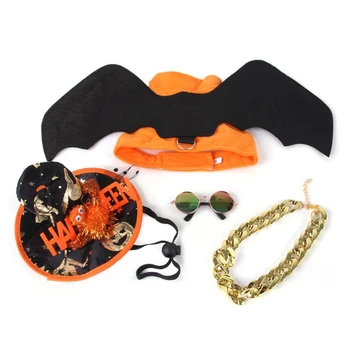 Хелоуин палава котка косплей шапка с огърлица &слънчеви очила &нагръдник на едро