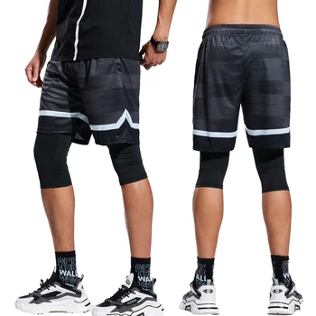 Гимнастически шорти Мъже 3/4 две джобни фитнес панталони Туризъм Баскетбол Спорт Джогинг панталони Футбол Футбол Тренировъчни шорти