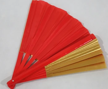 червено-златист двустранен цветен вентилатор бамбукови двойни страни тай чи фен двойно лице кунг-фу тайджи фенове